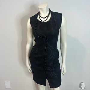 ❤️Gorgeous! One of a kind 🤩Ports 1961 Black Textured Midi Dress with boutons❤️4